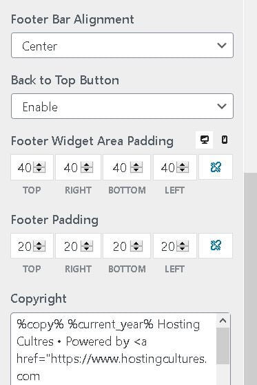 Edit Footer Copyright